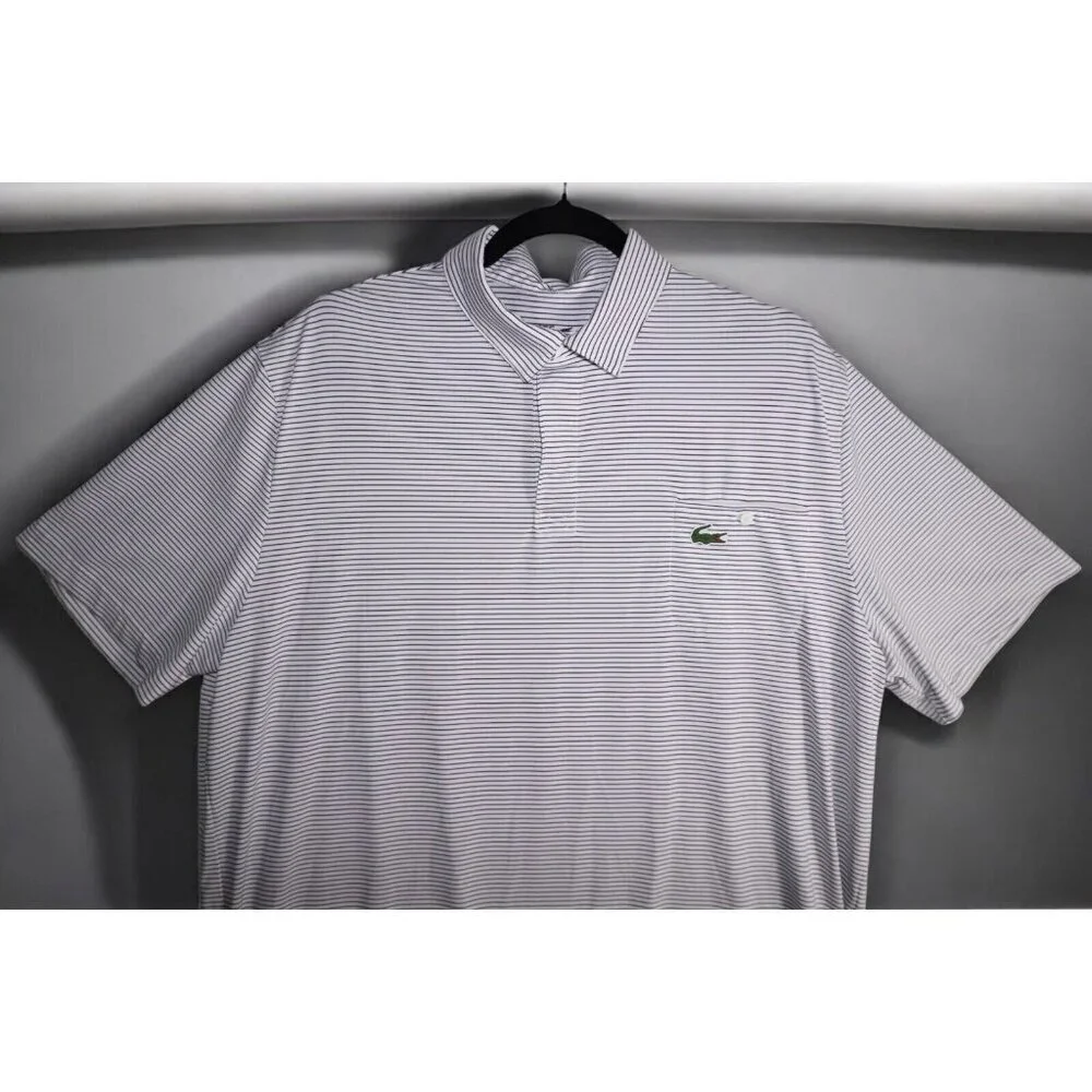 Lacoste Sport Polo Shirt - Men's XXL - Striped Purple & White 🐊